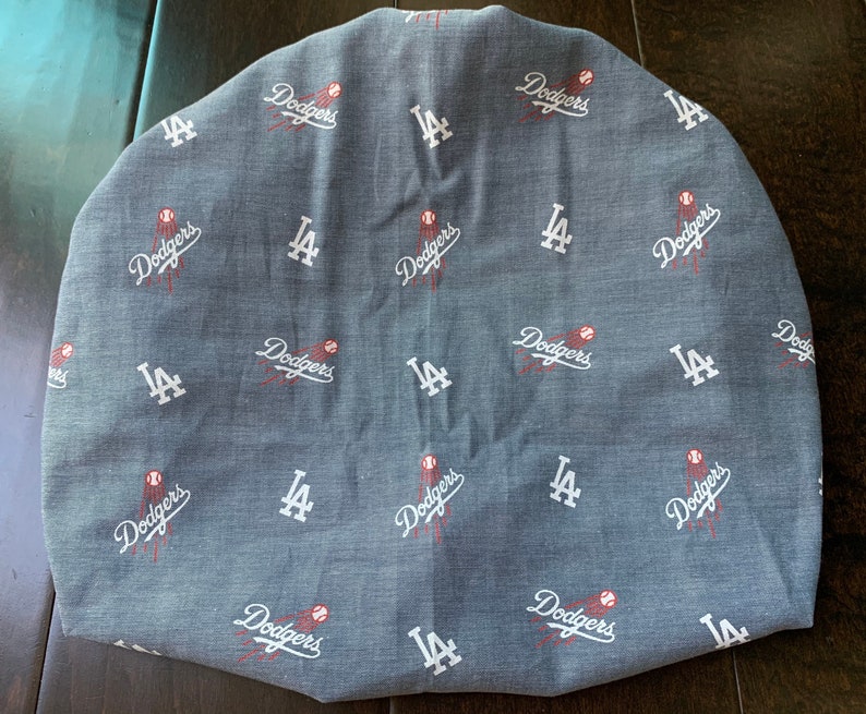 Surgical hat LA DODGERS chambray baseball scrub cap- Cotton BOUFFANT scrub cap Chemo cap,Washable hair cover Scrub hats Scrub caps