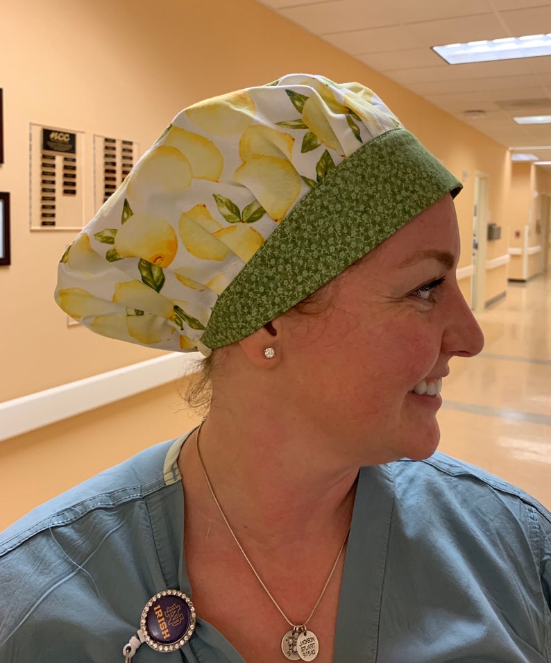 Surgical hat LA DODGERS chambray baseball scrub cap- Cotton BOUFFANT scrub cap Chemo cap,Washable hair cover Scrub hats Scrub caps