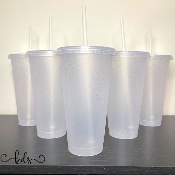 Blank Clear Confetti Cold Cups Clear Matte Tumblers Bulk 24oz