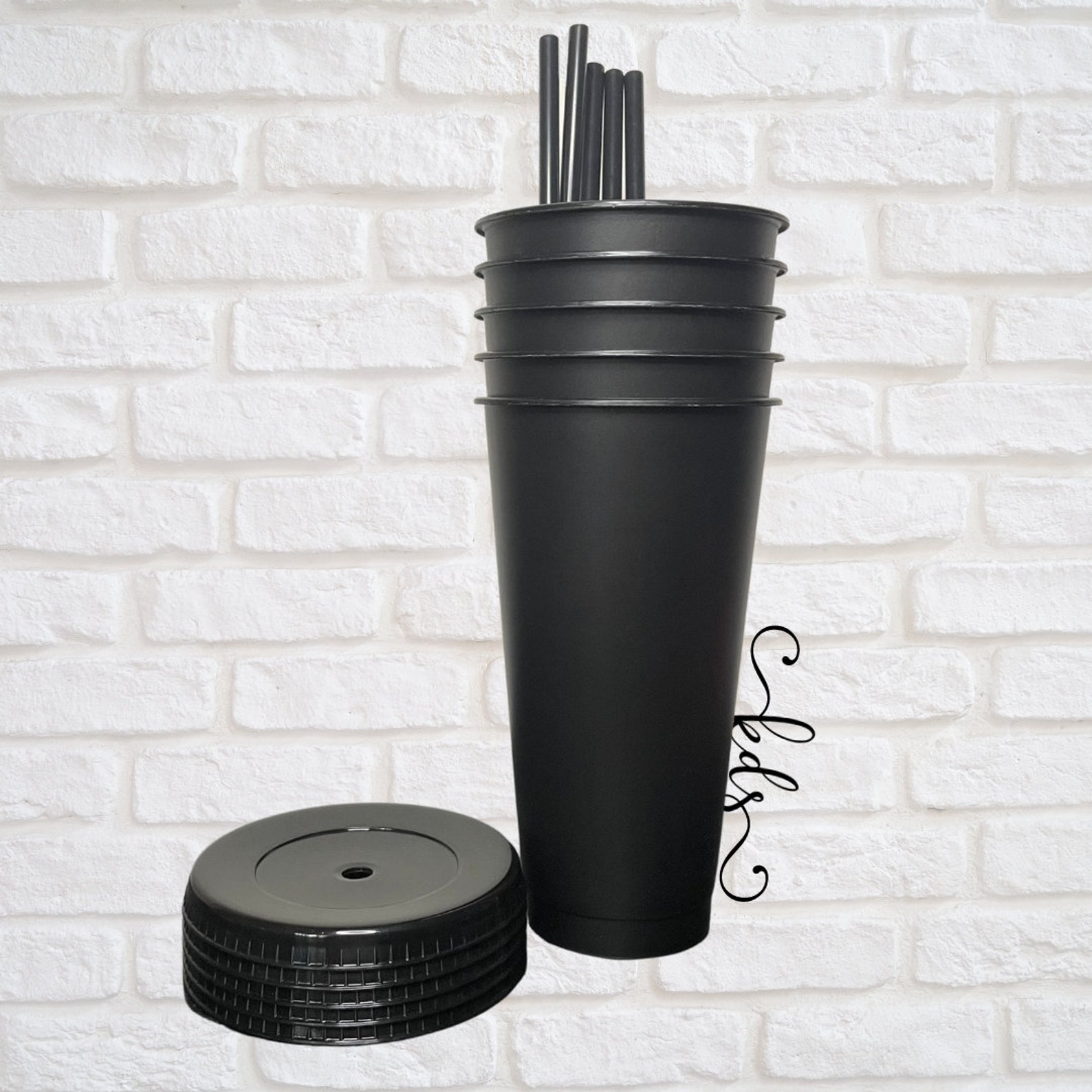 Blank Black Cold Cups Black Matte Tumblers Bulk 24oz Black Etsy