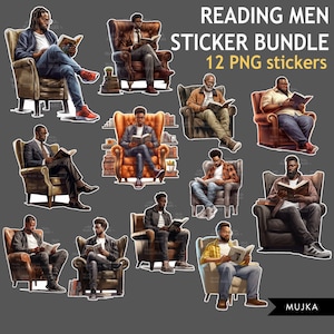 Fathers Day Bundle PNG, Bookworm png, Black Man digital Stickers, reading man clipart Bundle, black man art, sublimation designs, dad gifts
