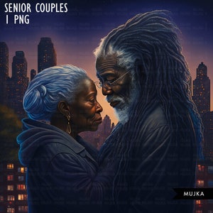 Arte de pareja negra antigua, diseños de sublimación de San Valentín, Pareja mayor, Regalos de aniversario, Diseños de pareja del día de San Valentín, PNG de uso comercial