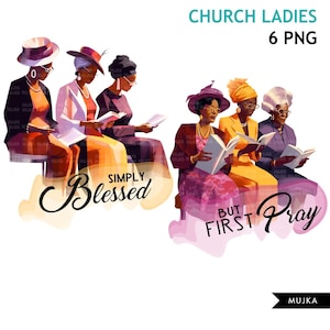 Prier Sisters PNG Clipart, chapeau d'église, dames de l'église, femmes noires religieuses, dessins png de la Bible, journal intime, autocollants de planificateur, vibrations de la Bible