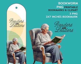 Bookworm png, Printable Bookmarks, Senior woman reading png, Bookworm clipart, reading clipart, self care woman png, reading girl stickers