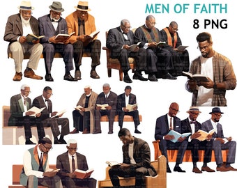 Praying brothers PNG Clipart, Church men, Bible reading, Senior Religious Black men, Faith png, Bible journal, planner sticker, Bible vibes