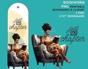 Bookworm png, Printable Bookmarks, Black woman reading png, Bookworm clipart, reading clipart, melanin woman png, brown girl stickers