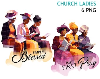 Praying Sisters PNG Clipart, Church Hat, Church Ladies, Religious Black Women, Bible png designs, journal, planner stickers, Bible vibes