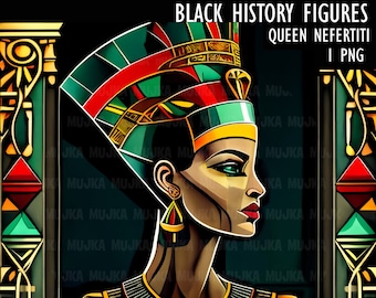 Black History PNG, Queen Nefertiti poster, Black History Cards, printable Black History Art, Black History wall art, sublimation design