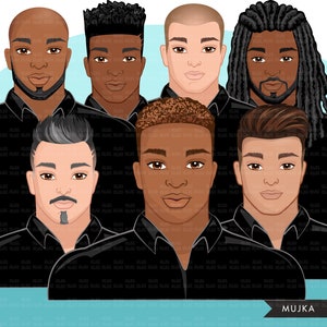 Pacote de clipart masculino, clipart de homem negro, homem latino, homem png designs de super pai, designs de sublimação para o dia dos pais, homem com cavanhaque, camisa de pai