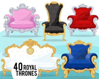 Royal throne clipart, Fashion Clipart, pink, red, black, white, royal blue , Sublimation designs digital download for Cricut
