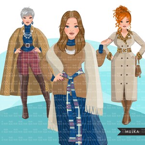 ファッション クリップアート、女性のグラフィック、秋のファッション ドレス、姉妹、友人、姉妹関係、Cricut 用の昇華デザイン デジタル ダウンロード、秋
