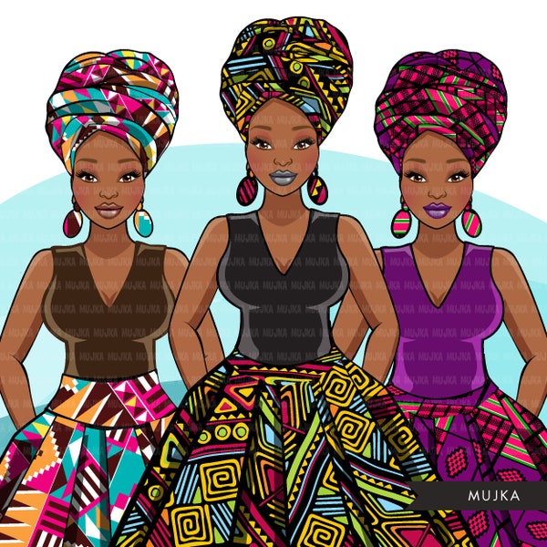 Afrikanische Frau png, mix Kente afrikanisches Kleid, schwarze Frau Sublimation entwirft digitaler Download für Cricut Clipart