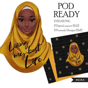 Hijab è la mia corona PNG, clipart donna nera, disegni di donne musulmane, citazioni di empowerment, velo musulmano, grafica islamica, pod ready png