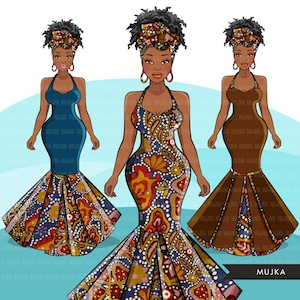 Mulher africana png, vestido africano, padrão tradicional de mulher negra Designs de sublimação download digital para clipart Cricut