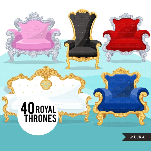 Royal throne clipart, Fashion Clipart, pink, red, black, white, royal blue , Sublimation designs digital download for Cricut