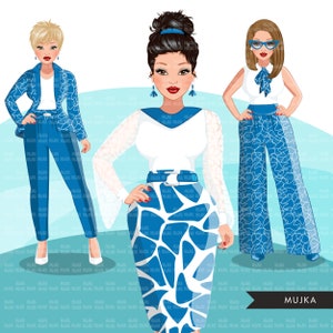 ファッション クリップアート、女性のグラフィック、青いドレス、姉妹、友人、姉妹関係、Cricut 用の昇華デザイン デジタル ダウンロード