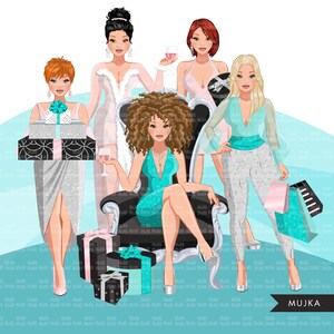 ファッション クリップアート、パステル グラム バースデー パーティー、姉妹、友人、姉妹関係 昇華デザイン Cricut 用デジタル ダウンロード
