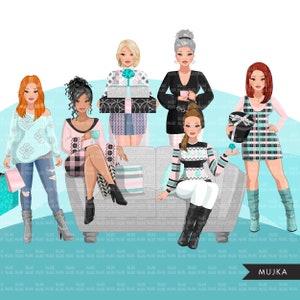 Clipart de moda, festa de aniversário causal pastel, irmãs, amigos, irmandade Designs de sublimação download digital para Cricut