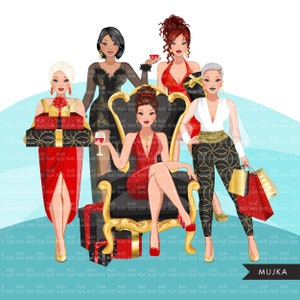 Clipart de moda, festa glamourosa de aniversário, irmãs, amigas, irmandade Designs de sublimação download digital para Cricut