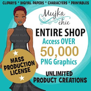 Entire Shop Access, Whole Shop Bundle, Commercial License included Clipart, Lifetime Access, PNG Mega Shop Bundle, Digital Paper & Graphics