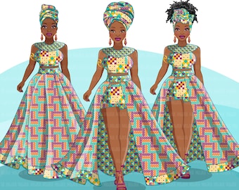 African woman png, geometric African dress, head wrap, black woman Sublimation designs digital download for Cricut clipart