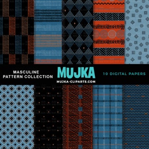 Masculine digital papers, Fathers day, seamless pattern, geometric, background, man patterns, RUSTIC BURGUNDY patterns, male digital papers