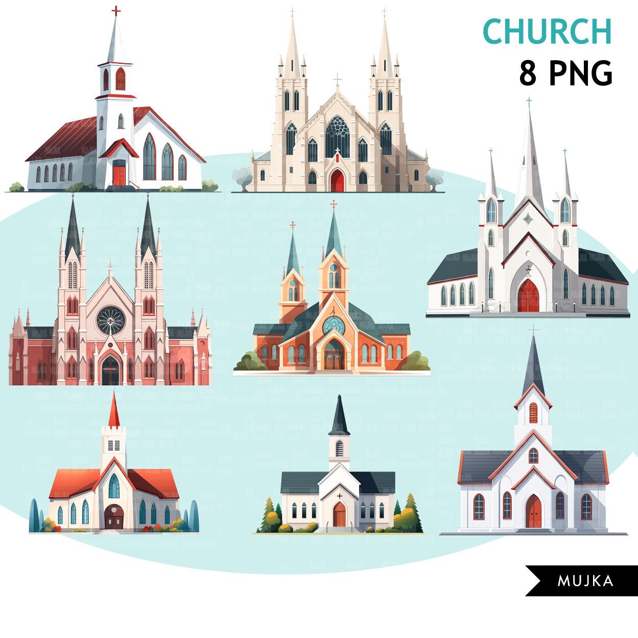Church PNG Clipart, Christian churches, wedding clipart, Church Bundle, religious buildings, Faith Graphics, DIGITAL Planner Stickers, bible