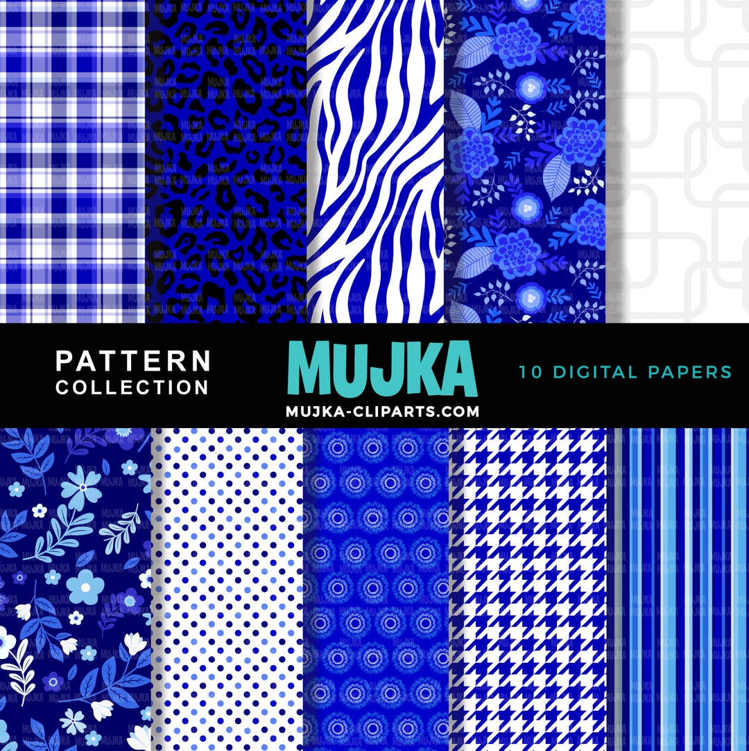 Royal Blue & White Sorority Digital Papers, Blue Seamless Patterns ...