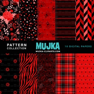 Red & Black Sorority digital papers, red seamless patterns, sublimation designs, digital papers, floral papers, geometric patterns
