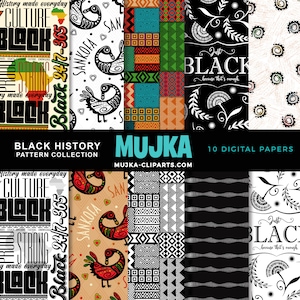Black History digital papers, African digital papers, African patterns, Juneteenth digital patterns, seamless digital patterns, geometric