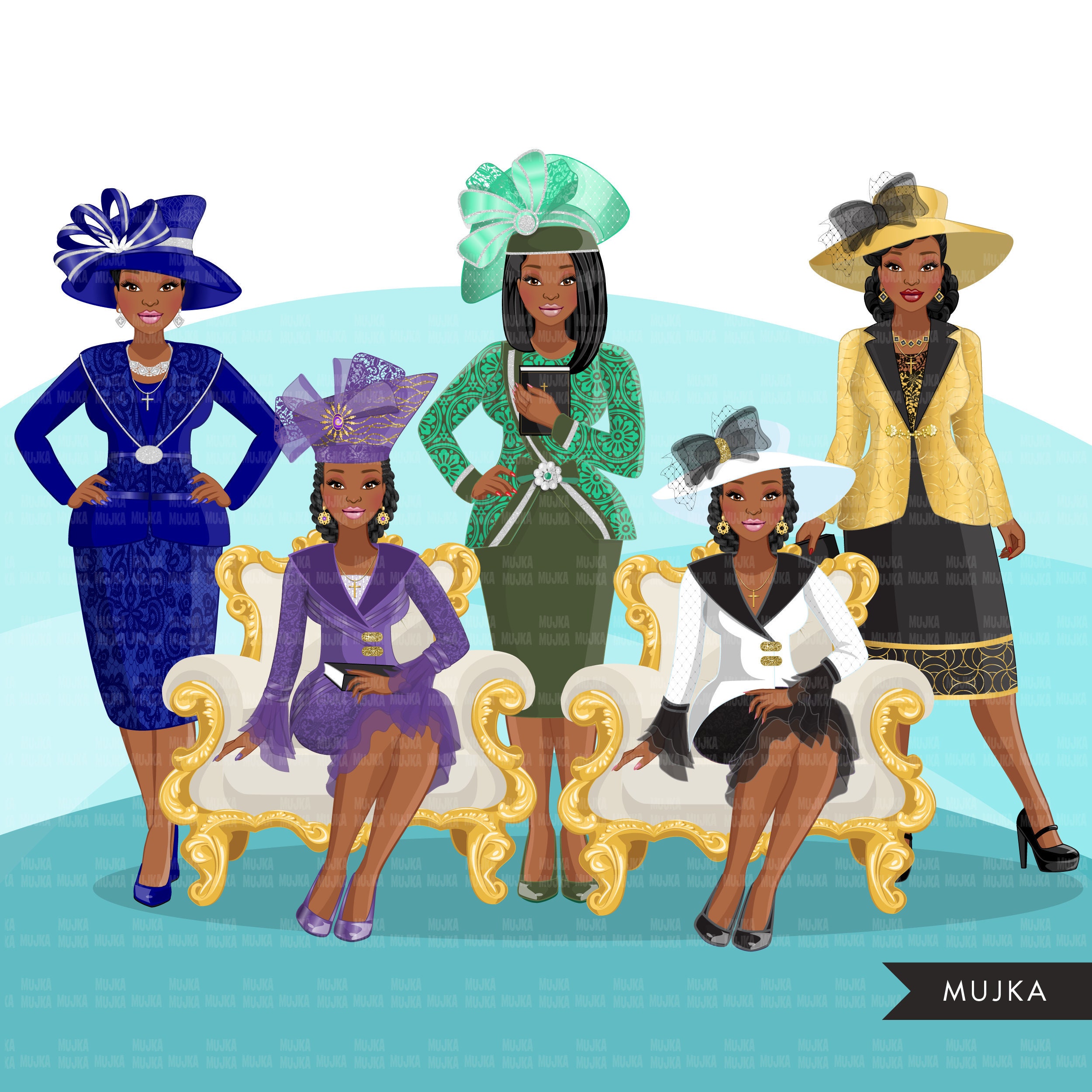 African American Church Women Clipart