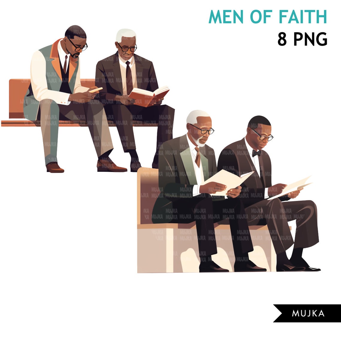 Praying Brothers PNG Clipart, Church Men, Bible Reading, Senior