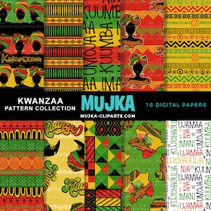 Kwanzaa digital papers, Juneteenth backgrounds, Black history patterns, Happy Kwanzaa designs, Kwanzaa sublimation designs, African papers