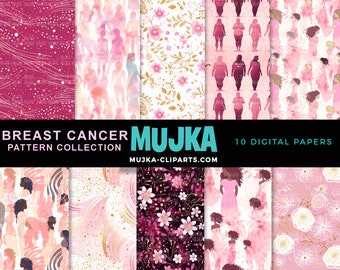 Breast Cancer digital papers, breast cancer awareness patterns, sublimation papers, pink floral, pink ribbon graphics, sublimation, women