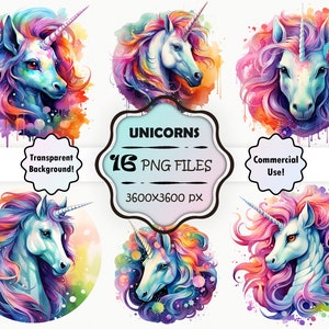 Watercolor Unicorn PNG Rainbow Unicorn Clipart Set Colorful Unicorn Print Magical Unicorn Wall Art Cute Unicorn Nursery Decor Unicorn Bundle