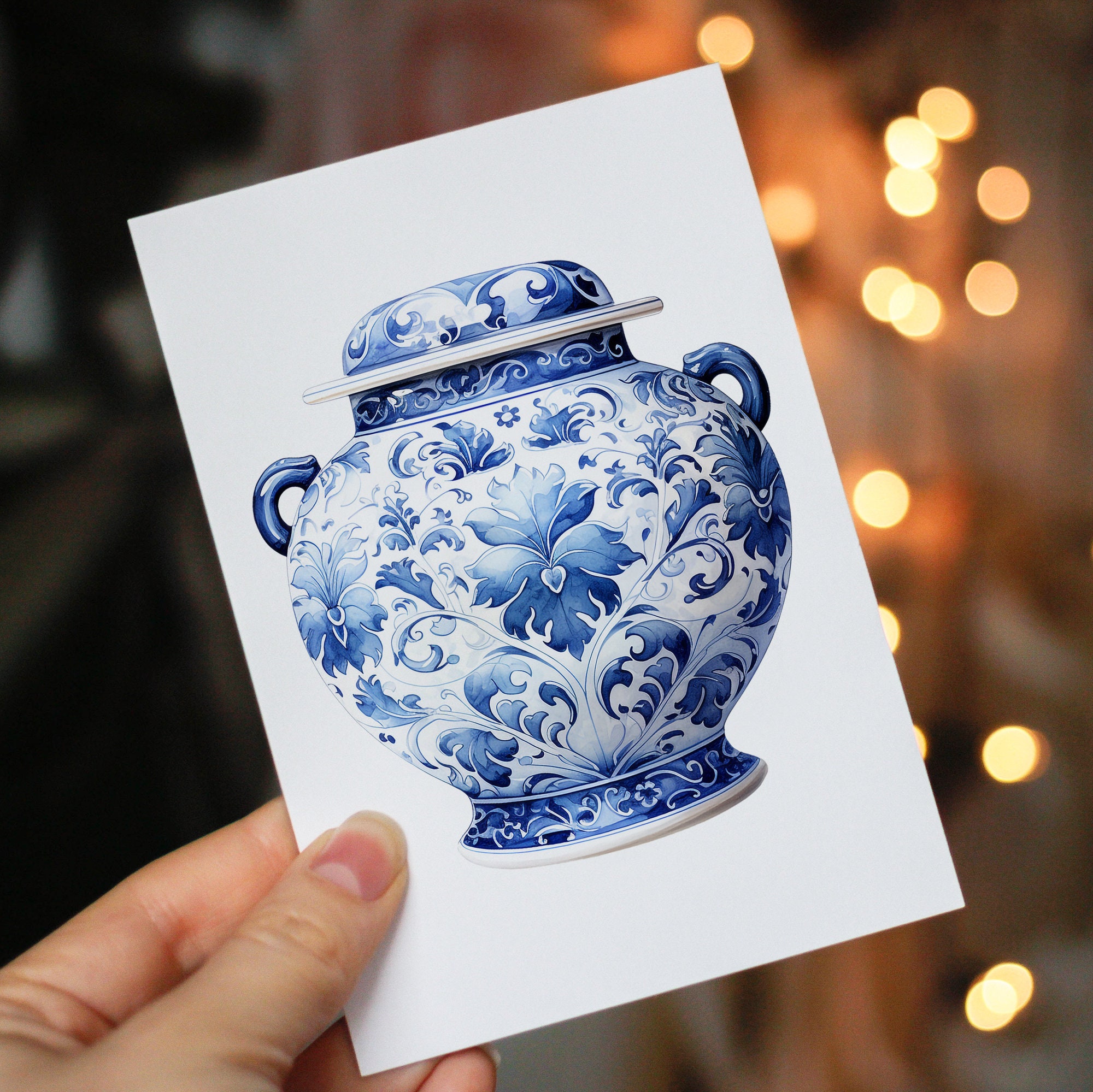 Watercolor Ginger Jar PNG Bundle Blue Ginger Jar Clip Art Ginger Jar