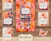 Pink Meadow Sliding Waterfall Pull - Junk Journal Tab with Affirmation Cards - Printable Junk Journal Inserts - Well-being, self-confidence