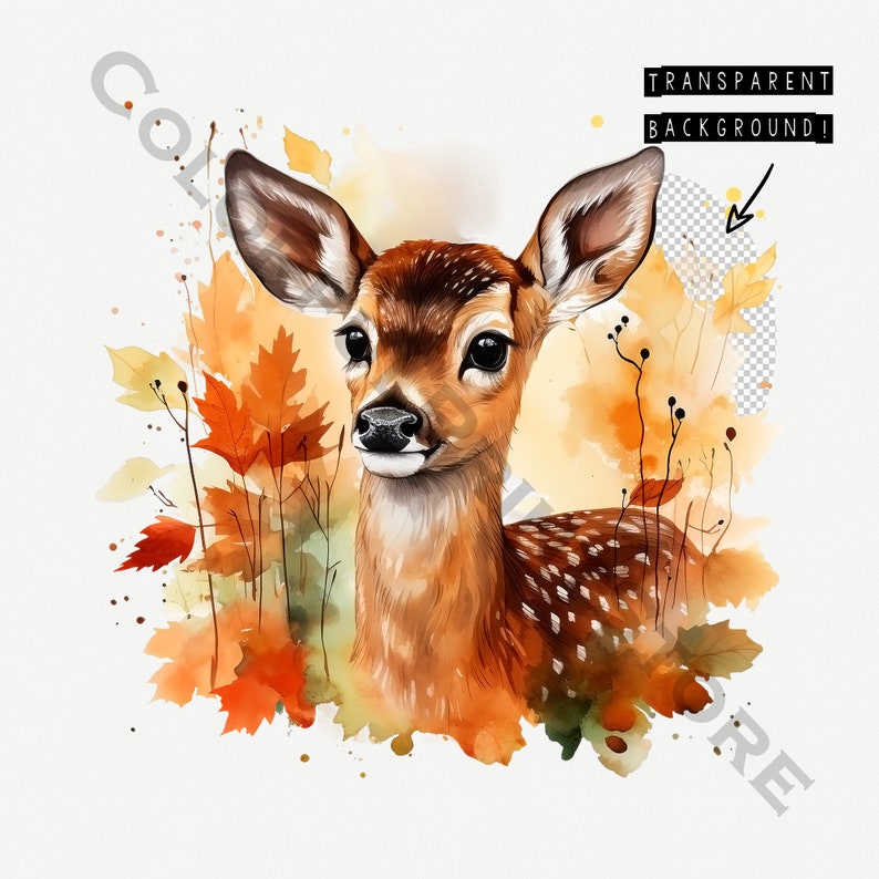 Watercolor Roe Painting, Fall Roe PNG Set, Cute Roe Prints, Junk ...