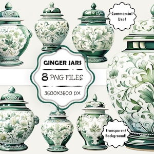 Watercolor Ginger Jar PNG Sage Green Ginger Jar Clip Art Ginger Jar Graphics Ginger Jar Art Sage Green Ginger Jar Print Ginger Jar Wall Art