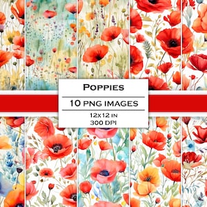 Coquelicot aquarelle papier numérique coquelicots papier imprimable coquelicot motif répétitif coquelicots aquarelle fond coquelicot motif sans couture Floral