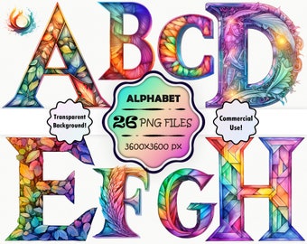 Rainbow Alphabet Clipart Colorful Lettering Colorful Letters PNG Rainbow Font Colorful Typography Magical Letters Clip Art Fantasy Alphabet
