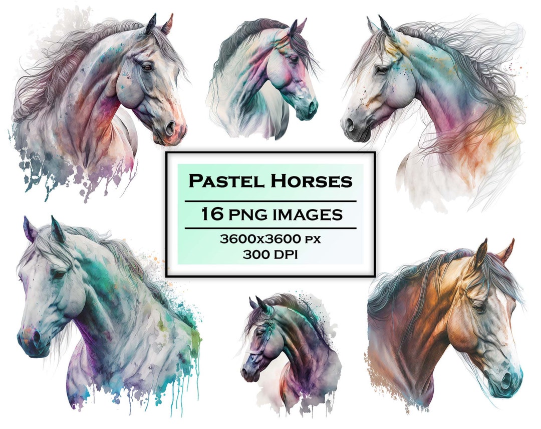 Pastel Horse Clipart Bundle Horse Print Pastel Horse Digital Etsy
