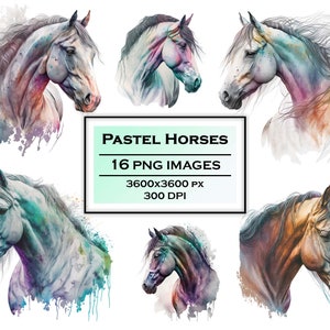 Pastel caballo clipart paquete caballo impresión pastel caballo arte digital pastel caballo PNG paquete pastel caballo pared arte conjunto pastel caballo imprimible