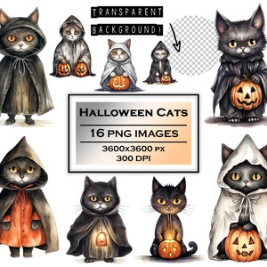 Halloween Cat Clipart Scary Cat Digital Art Spooky Cat PNG Halloween Cat Decor Halloween Kitten Clip Art Halloween Party PNG Cats Graphics