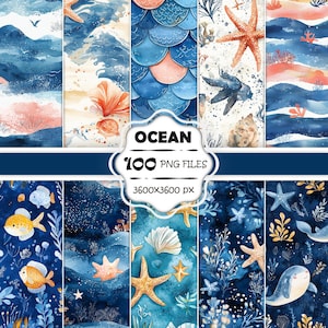 Oceano acquerello oceano carta digitale oceano carta stampabile oceano colorato modello ripetuto sfondo oceano oceano modello senza giunture mare