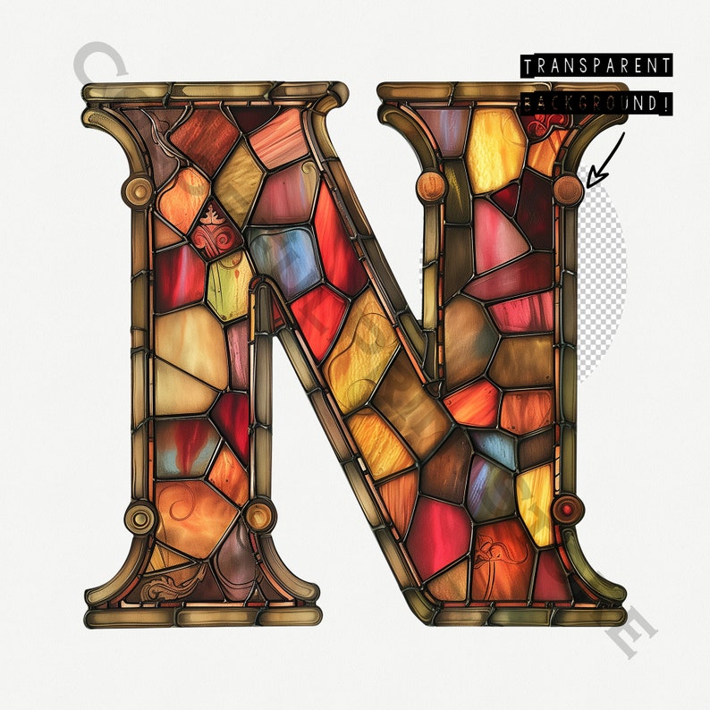 Stain Glass Alphabet Clipart Stain Glass Lettering PNG Stain Glass ...