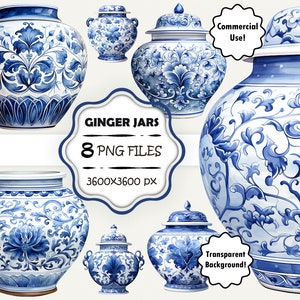 Aquarel Ginger Jar PNG Bundel Blue Ginger Jar Clip Art Ginger Jar Graphics Ginger Jar Art Blue Ginger Jar Print Ginger Jar Wall Art Set