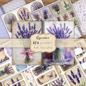 Lavender Junk Journal Kit Lavender Junk Journal Printable Pages Lavender Ephemera Lavender Scrapbook Vintage Lavender Journal Bundle