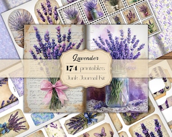 Lavender Junk Journal Kit Lavender Junk Journal Printable Pages Lavender Ephemera Lavender Scrapbook Vintage Lavender Journal Bundle