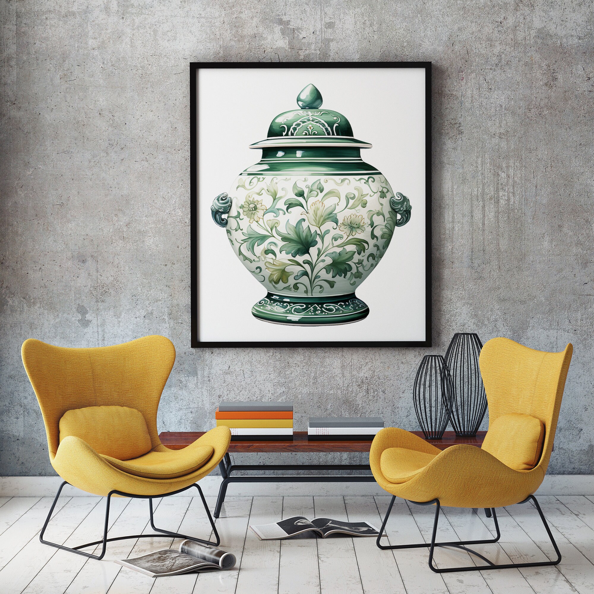 Watercolor Ginger Jar PNG Sage Green Ginger Jar Clip Art Ginger Jar